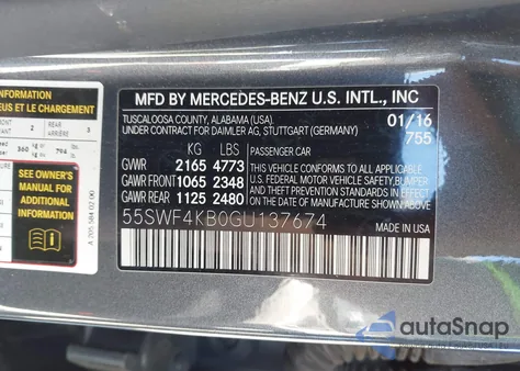 2016 Mercedes-Benz C 300 4Matic from USA, damaged, VIN 55SWF4KB0GU137674